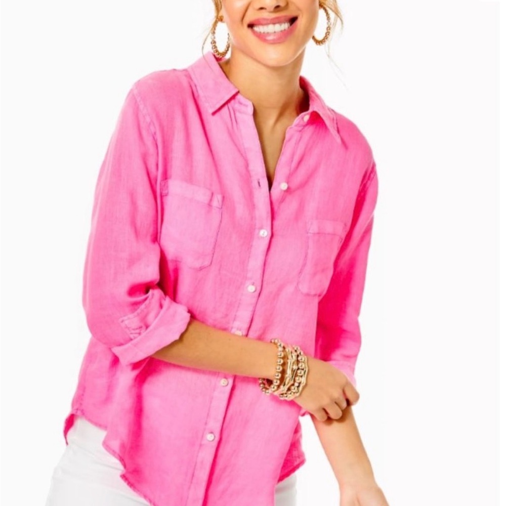 Lilly Pulitzer Bright Pink Button-Down Shirt